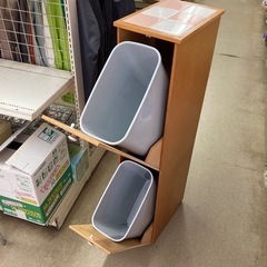 アンティーク　北欧　レトロ　木製　タイル　ダストボックス　ゴミ箱　カントリー　古道具　古民家　古家具　昭和レトロ　ビンテージ　クラシック　ナチュラル　インテリア雑貨　アンティーク雑貨　おしゃれ　2段　野外　分別　スリム　隠すの画像