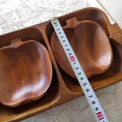 りんご形　木製プレートの画像