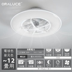 【未開封】シーリングファンライト 12畳 首振り ファン付き LEDの画像
