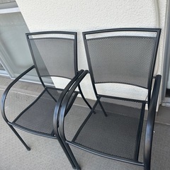 サンヴィラ スチール製メッシュスタッキングチェア2個セットの画像