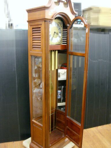 【ジャンク品】 アンティーク Tempus Fugit テンプス・フギ 螺鈿細工/天然木のホールクロック 柱時計 振り子時計 大きなノ
