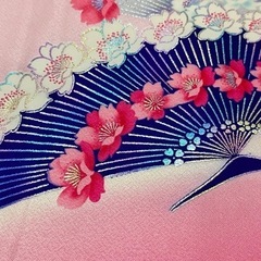 【決まりました！】お着物、長振袖、ピンク系、扇に桜柄の画像