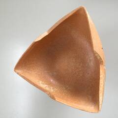 ○清水焼 花瓶 花入れ 花びん カビン 花瓶 花器 フラワーベース 陶器 オレンジ インテリア オブジェ 中古品(NF250806)517-122Wの画像