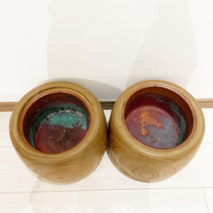【中古品】桐火鉢 木箱付き 2個の画像