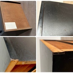 新生活　黒　キャビネット＆折りたたみチェア＆ダストBOXの画像