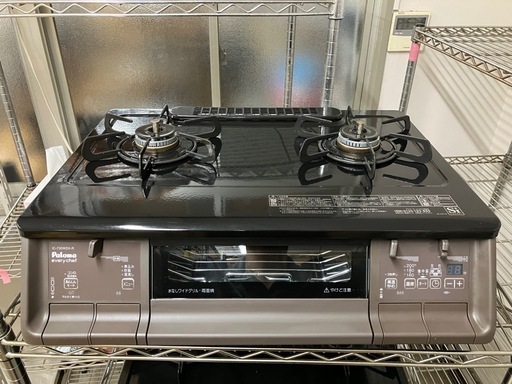 O2508-620 パロマ ガスコンロ IC-730WDX-R 都市ガス用　2023年製　通電確認済　キズ汚れ有り