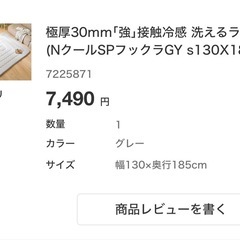 ニトリ 極厚30mm 接触冷感 NクールSP フックラGY 洗える　ラグの画像