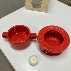 I2508-631 KINTO チーズフォンデュセット レッド フォンデュ用フォーク不足 中古の画像