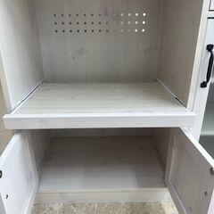 ★リユースのサカイ高崎店★TJ12537 佐藤産業 レンジ台 アイボリー H82×D40×W88 クリーニング済みの画像
