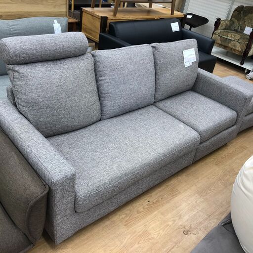 ★リユースのサカイ幸手店★SJ10199★ジモティ割あり★  3人掛けソファーオットマン付き ブラウン W180×D75×H60 クリーニング済み