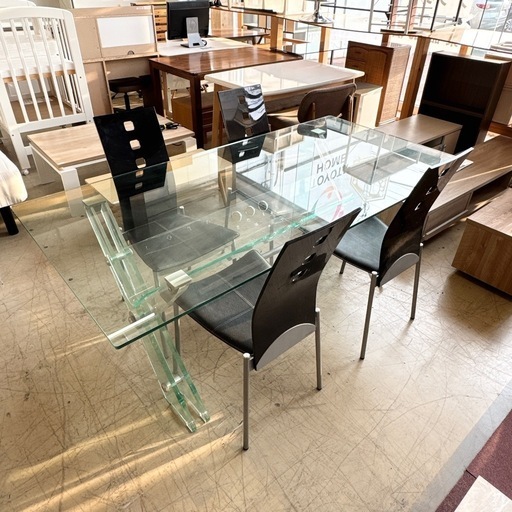 ガラスダイニングセット ガラスダイニングテーブル チェア 5点セット