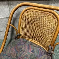 ラタン 座椅子 回転 1人用 チェア 籐製 藤 昭和レトロ 幅56cm×奥行60cm×高さ55cm（座高15cm） の画像