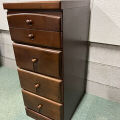 木製 5段 ミニチェスト 収納棚 洋タンス キャビネット 幅36cm×奥行46cm×高さ85cm の画像