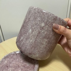 陶器鉢 植木鉢 オシャレ鉢 ピンク 薄紫の画像