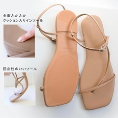 新品　サンダル ストラップ トング スクエアトゥ ミュール Lサイズ　の画像