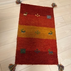 〔お取引き中〕ギャッベ　マット(45cm × 75cm) (オレンジ) の画像