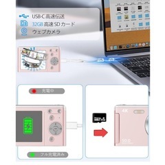 デジカメ UHD 4K動画 デジタルカメラ新品 5000万画素 32GB ピンクの画像