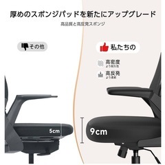 決まりました！オフィスチェア キャスターつき　高機能！疲れない人間工学 跳ね上げ式アームレスト 2Dヘッドレスト 腰サポート 通気性メッシュ(ブラック)の画像