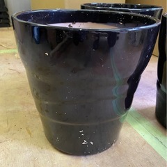 【黒い陶器鉢カバー3点セット／観葉植物用・中古】の画像