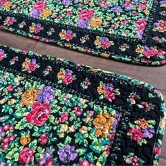 玄関マット キッチンマット 花柄 布製 約70x50cm ２枚セットの画像
