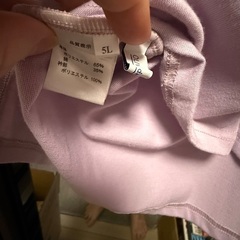レース付き襟 ラベンダー Tシャツ 5Lの画像
