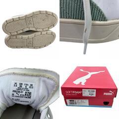 186001 PUMA プーマ ホワイト スニーカー KARMEN CG CORDUROY 36 22.5 ホワイト　グリーン レディース [250129HM100003]の画像