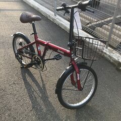 【ｼﾞｬﾝｸﾞﾙｼﾞｬﾝｸﾞﾙ金沢店】 JEEP 折りたたみ自転車 赤 20ｲﾝﾁ   動作確認／クリーニング済みの画像