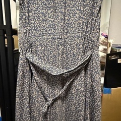 花柄ネイビー半袖ロングワンピース 4Lの画像