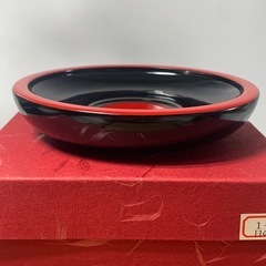 配送可能【煎茶道具】木製 日の出茶托 5客揃 箱付 茶托 銘々皿 菓子皿 漆芸 日の丸塗分 懐石道具 茶道具 骨董 良品の画像