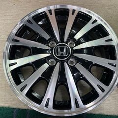 N-BOX純正 15インチ 4.5J +45 PCD100-4H 中古ホイール4本セット！ブラックポリッシュ！N-WGN、N-ONE、ゼスト、ライフなどにも！の画像