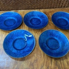 配送可能【煎茶道具】時代物 七宝焼 茶托 5客揃 木箱付 銅製 葉紋 伝統工芸 茶道具 骨董 良品の画像