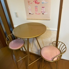 バーテーブル　ハイテーブル　ハイチェア　カフェセットの画像