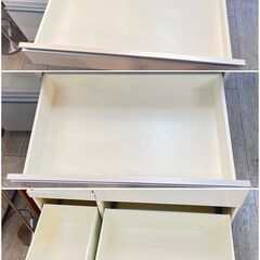 Pamouna パモウナ キッチンカウンター レンジ台 食器棚 幅120cm ソフトクローズ引出し (4杯) スライドテーブル コンセント2個口 ホワイト 白 鏡面仕上げ 横幅120/奥行50/高さ85cm IDC大塚家具取扱★買取帝国 志木店の画像
