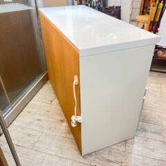 Pamouna パモウナ キッチンカウンター レンジ台 食器棚 幅120cm ソフトクローズ引出し (4杯) スライドテーブル コンセント2個口 ホワイト 白 鏡面仕上げ 横幅120/奥行50/高さ85cm IDC大塚家具取扱★買取帝国 志木店の画像