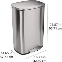 【美品】④Amazonベーシック ゴミ箱 50L(50リットル) ソフトクローズ 静音 ふた付き ペダル付き スチール製 サテンニッケル おしゃれ 長方形③の画像