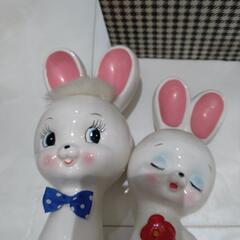 【断捨離中‼️昭和レトロ‼️】　兎　うさぎ　ペア貯金箱　の画像