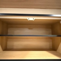 ナチュラル・黒　食器棚 大川家具 レンジ台 コンセント付 キッチンボード の画像