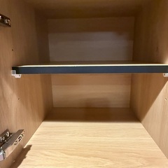 ナチュラル・黒　食器棚 大川家具 レンジ台 コンセント付 キッチンボード の画像