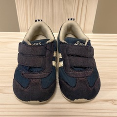 ASICS ネイビー キッズシューズ　14cm 男の子　スニーカー　靴　ベビーの画像
