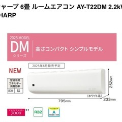 シャープ 6畳 ルームエアコン AY-T22DM 2.2kWの画像