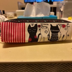 布製ネコ柄ペンケースの画像