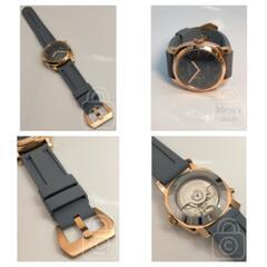 イタリア軍式ミリタリーをラグジュアルとシックで中和【シーガル搭載/新品】裏スケ スモセコ ローズゴールド/黒/クレバーグレーラバーの画像