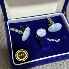 ブルー　オパール　カフスセットの画像