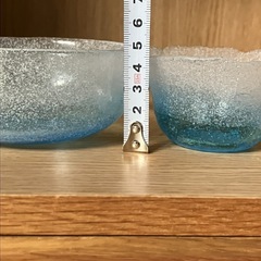 昭和レトロ青色ガラス製丸型ボウル　中鉢　小鉢　2個セットの画像