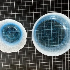 昭和レトロ青色ガラス製丸型ボウル　中鉢　小鉢　2個セットの画像