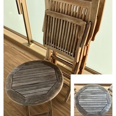 大塚家具　テーブルセット　バルコニー　チークの画像