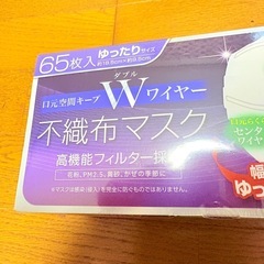 不織布マスク マスク 白 ゆったりサイズ 65枚入り 未開封 の画像