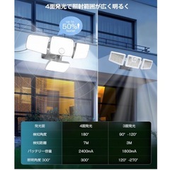 新品ソーラーライト 屋外 防水 2400mAh 防犯 346LED 人感センサーの画像