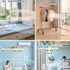サーキュレーター 自動首振り 日本製DCモーター マイナスイオン 空気清浄 消臭 最大30畳 360°全方向 PSE認証の画像