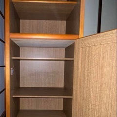 木製本棚　ガラス戸付き　木戸付き　幅45cmの画像